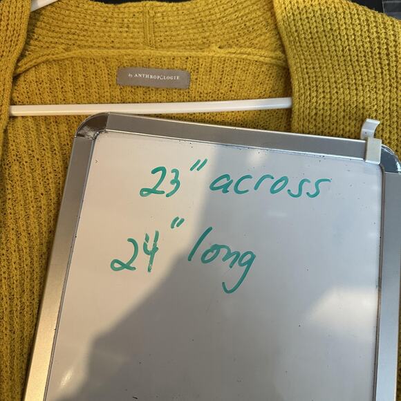 Anthropologie Yellow Waffle Knit Open Front Cardigan Sweater Boho Academia - Picture 9 of 9